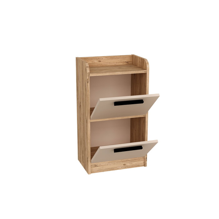 Hanah Home Mesilla de Noche Pino Atlántico y Beige, Tablero de Partículas Recubierto de Melamina, 45x79.4x29.6 cm